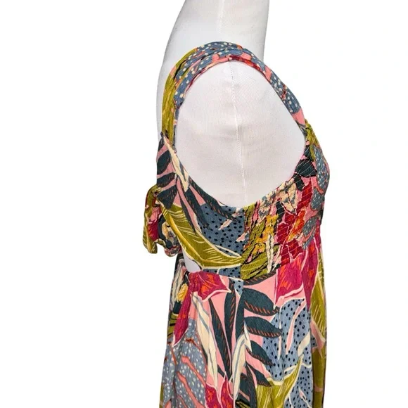 Angie Women's L Large Sun Dress Cinched Waist Back Tie Low Back Uneven Hemline - Picture 5 of 10